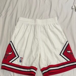 NBA Bulls White and Red Athletic Shorts